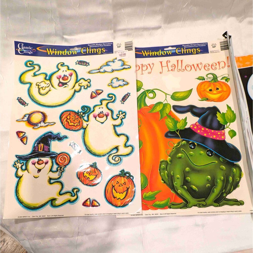 Vintage Halloween Ghost Pumpkin Window Clings Home School Activities Craft